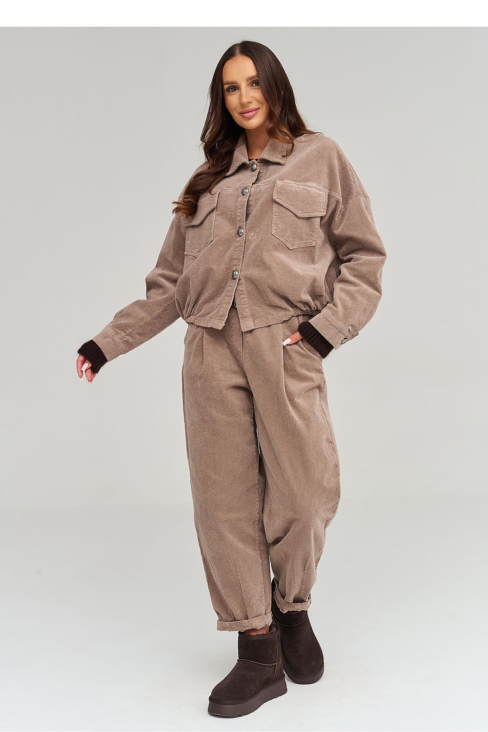 Corduroy jacket model 232012 Makadamia