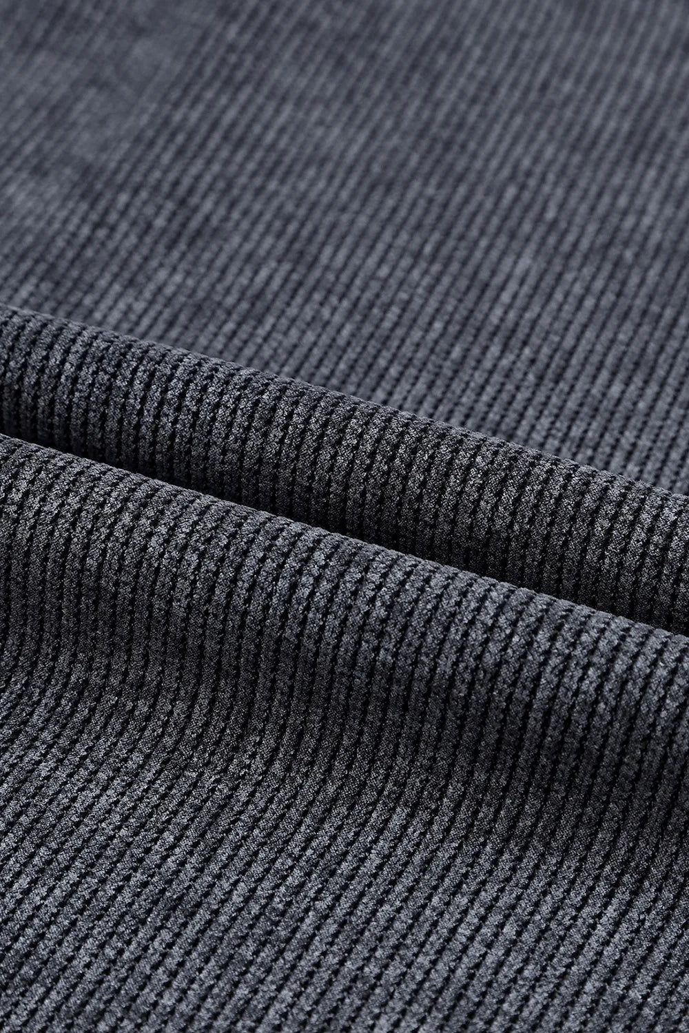 Dark gray ribbed knit fabric texture for women's fashion apparel