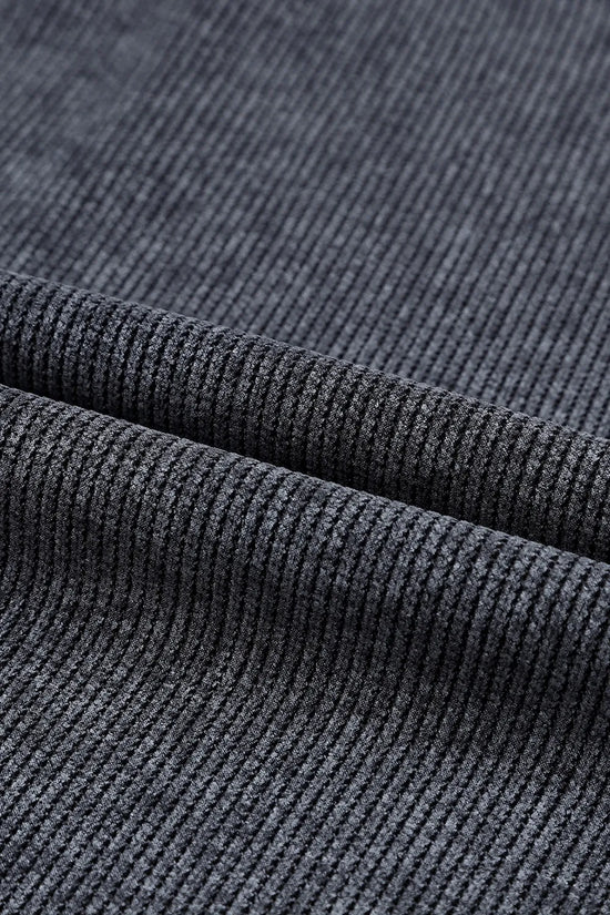 Dark gray ribbed knit fabric texture for women's fashion apparel