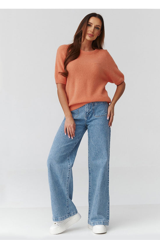  Short sleeve sweater model 224080 Makadamia 