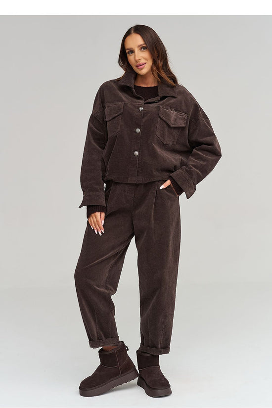  corduroy trousers model 232016 Makadamia 
